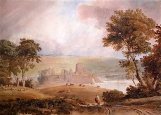 Anthony Vandyke Copley Fielding (1787-1855) Pembroke Castle 9.5 x 13.5in.
